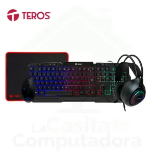 Kit Gamer TEROS TE-4063N Teclado + Mouse +  Auriculares + Pad Mouse