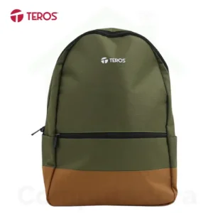 Mochila Teros TE-ACS9021 - Poliéster, verde con marrón, 15.6"